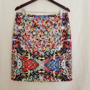 T Tahari Women Printed Cotton Pencil Skirt, 12